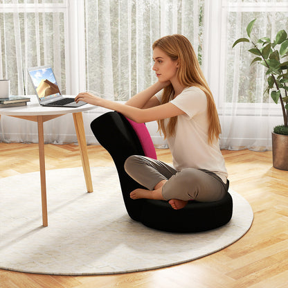 Floor Comfy Gaming Leisure Chair with Adjustable Headrest and Backrest-Gray