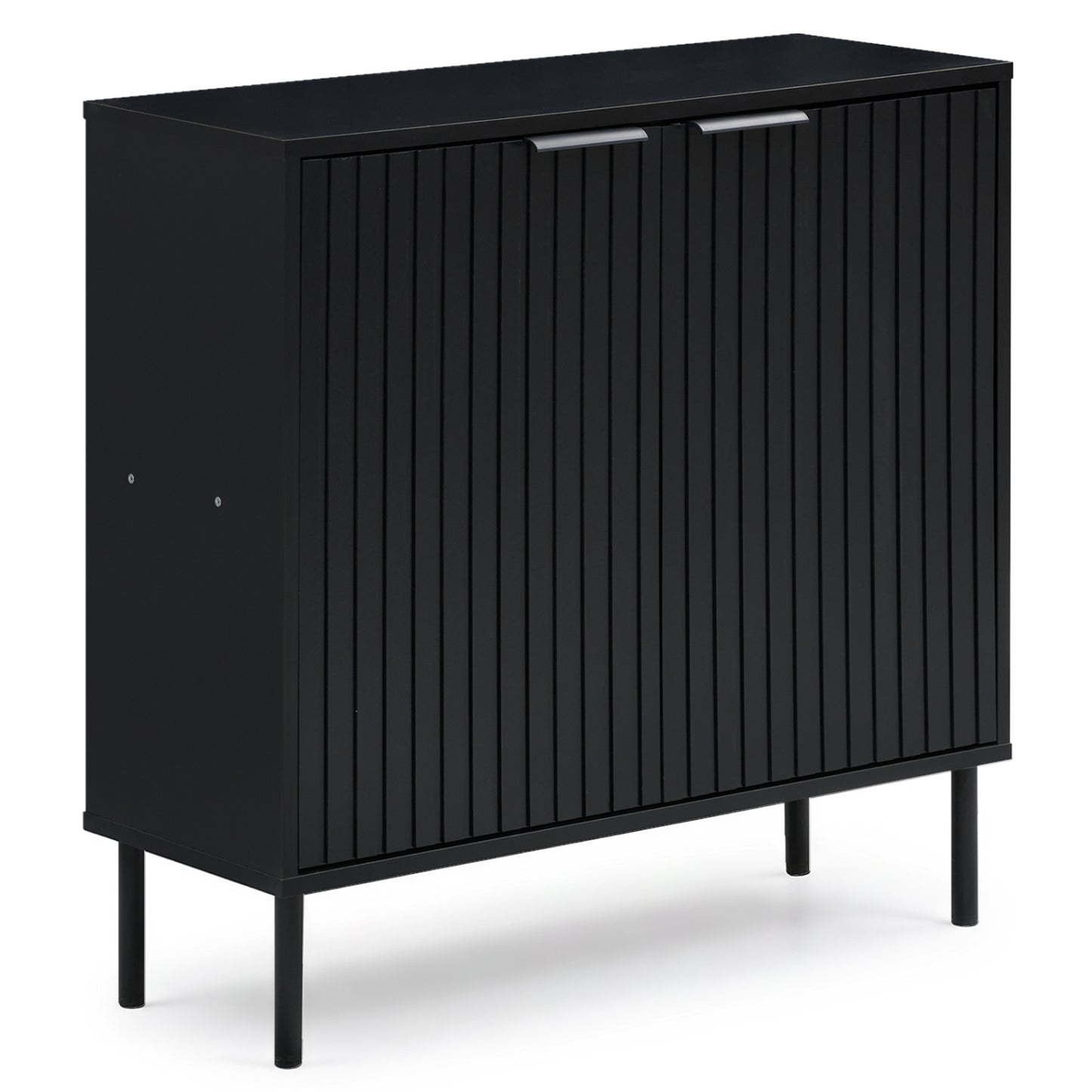Fluted Buffet Cabinet with 2-Door Sideboard for Kitchen and Dining Room-Black