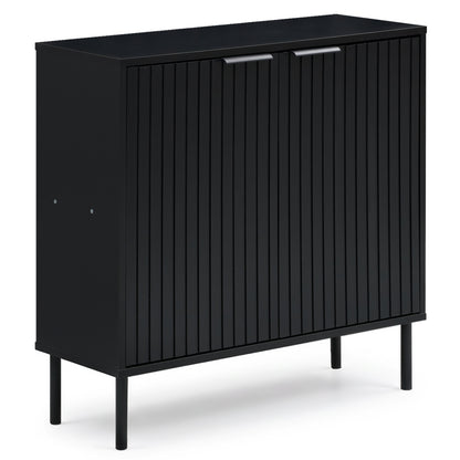 Fluted Buffet Cabinet with 2-Door Sideboard for Kitchen and Dining Room-Black