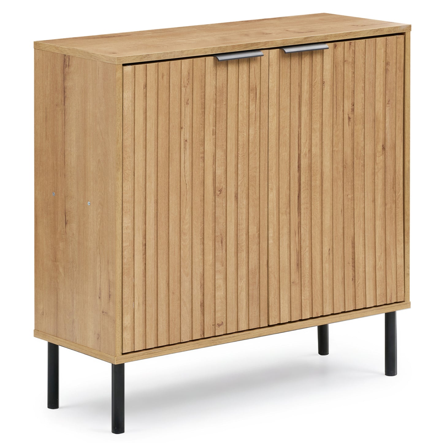 Fluted Buffet Cabinet with 2-Door Sideboard for Kitchen and Dining Room-Black