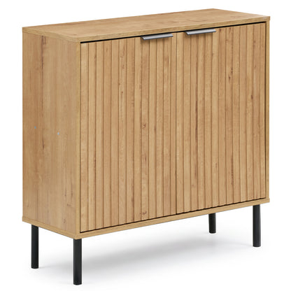 Fluted Buffet Cabinet with 2-Door Sideboard for Kitchen and Dining Room-Black
