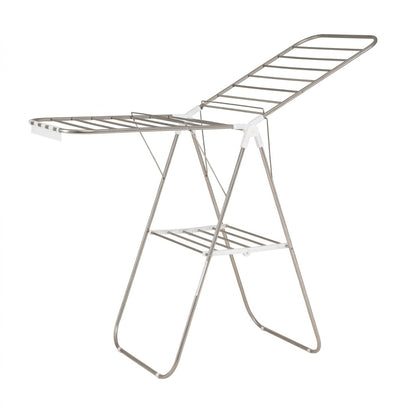 Foldable Clothes Drying Rack with Sock Clips Heavy-Duty Stainless Steel Frame-Blue