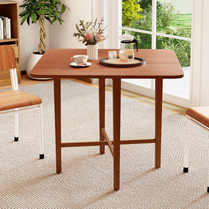 Foldable Dining Table for 2-4 People with Rubber Wood Legs for Small Space-Natural
