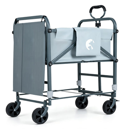 Foldable Dog Bath Cart with Adjustable Height & 4 Wheels for Pets-Gray