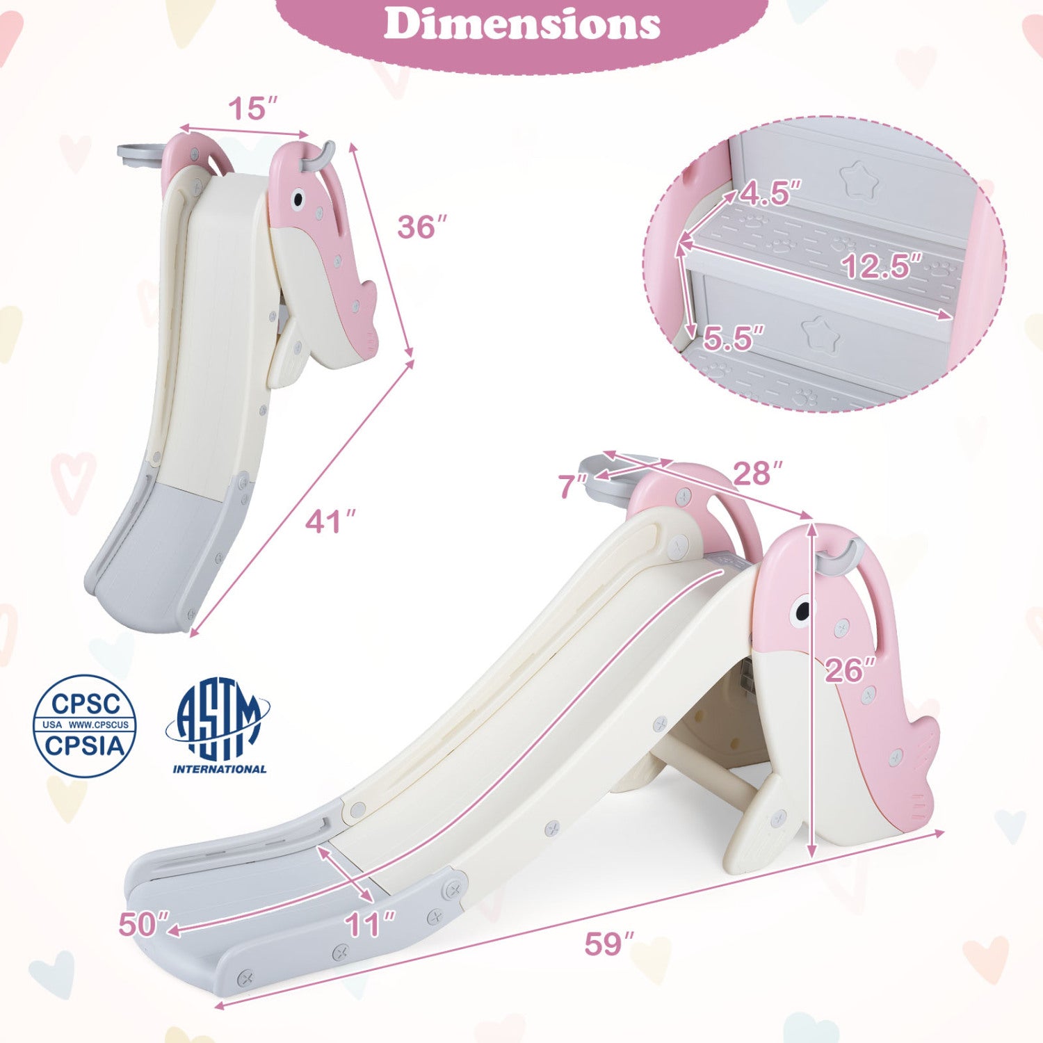 Pink foldable freestanding baby slide climber playset with basketball hoop, designed for kids' indoor play and fun activities.