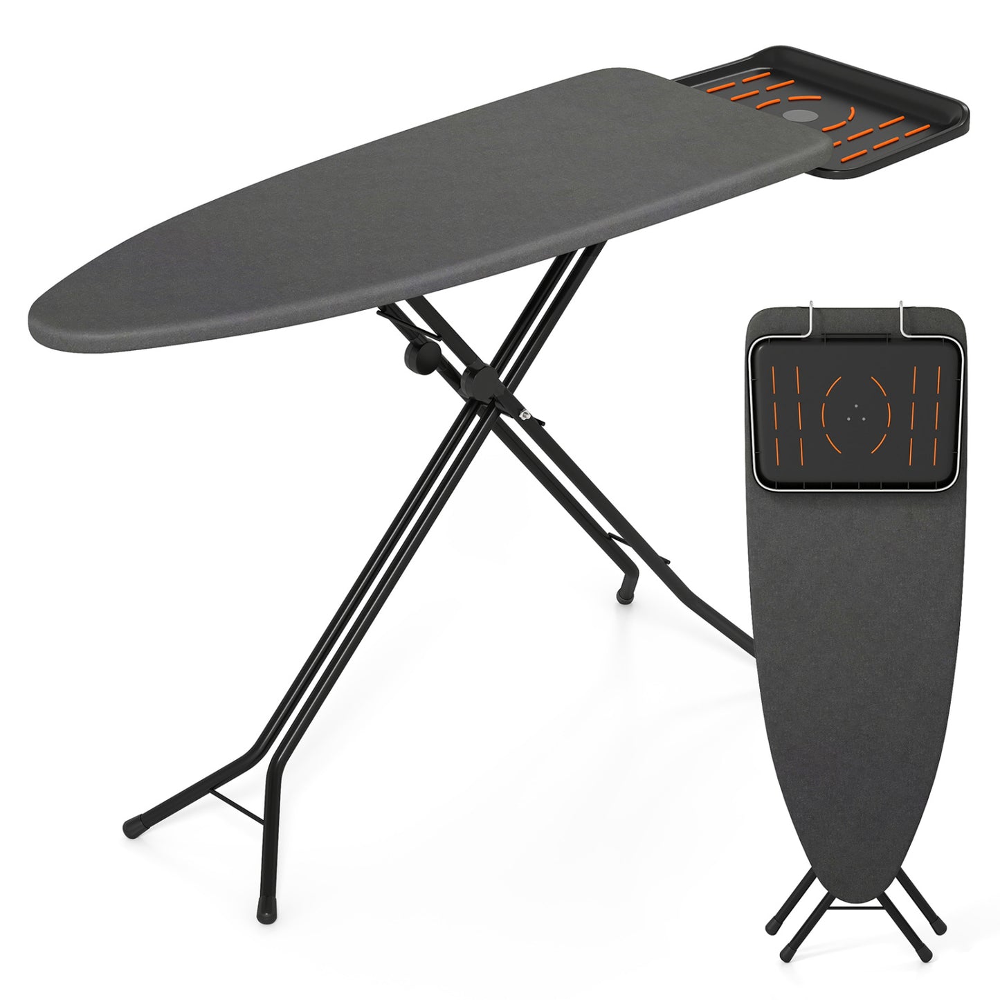 Foldable Full Size Ironing Board with Collapsible Iron Rest for Laundry Room