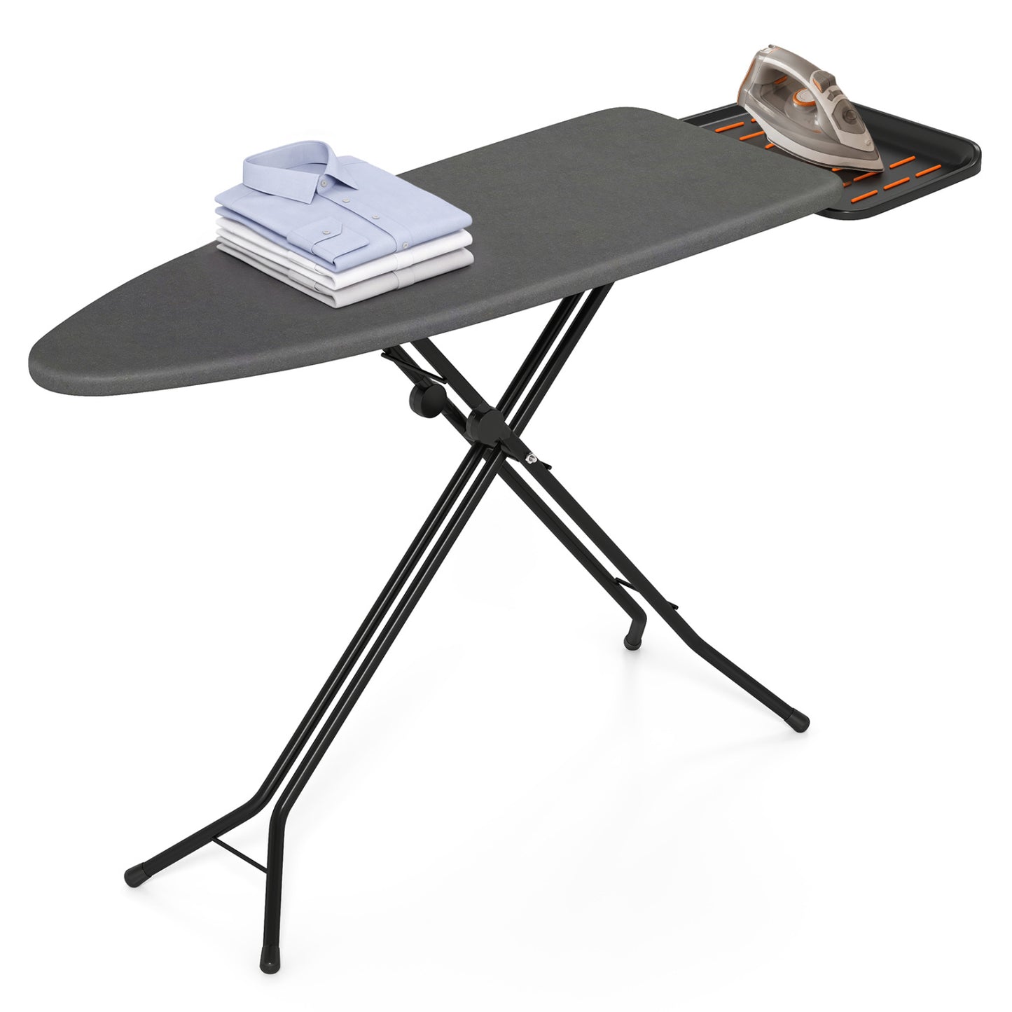 Foldable Full Size Ironing Board with Collapsible Iron Rest for Laundry Room