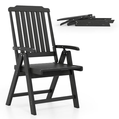 Foldable Patio Chair All-Weather HDPE Outdoor Dining Chair with Armrest-Black