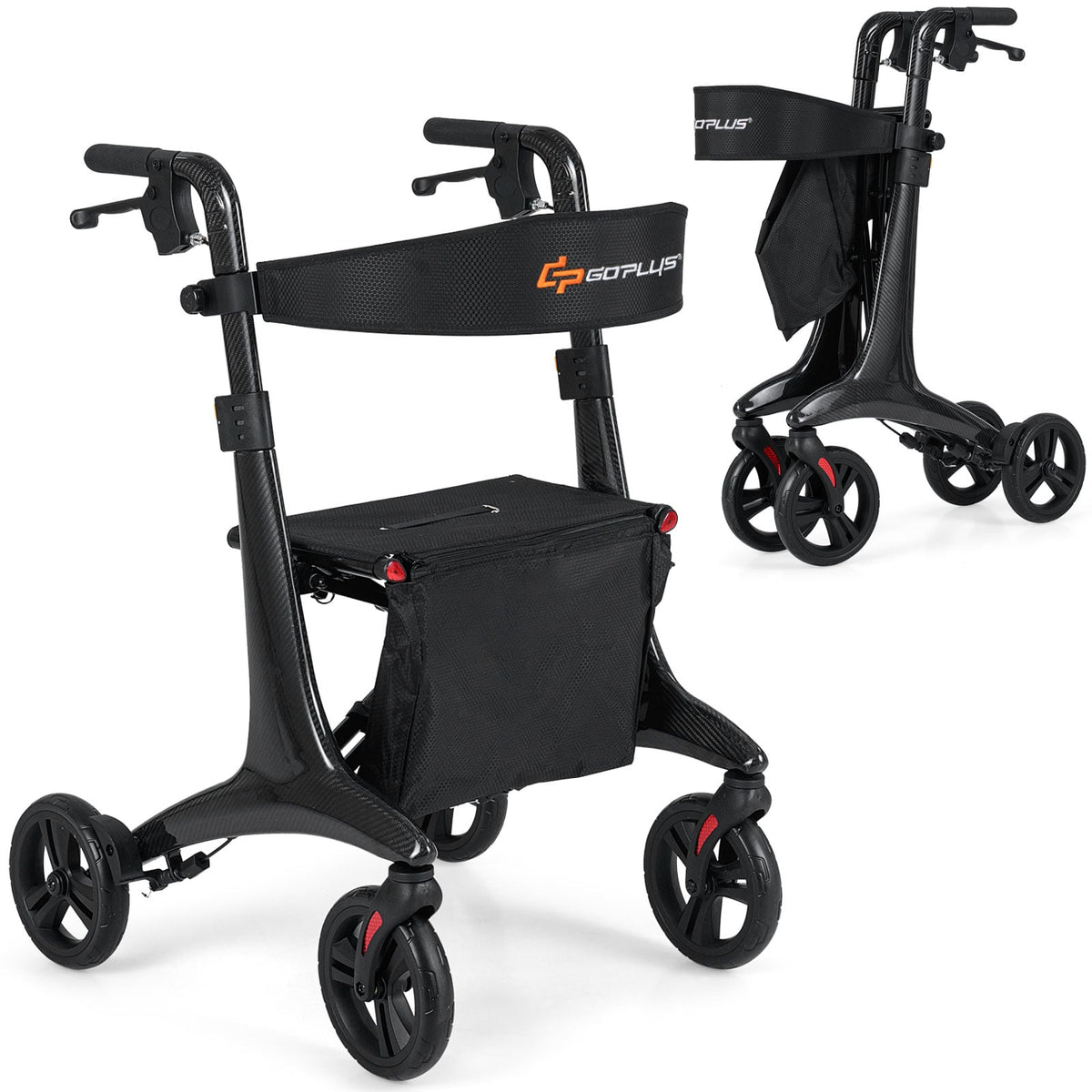 Foldable Rollator Rolling Walker with Seat for Seniors-Black – Direct ...