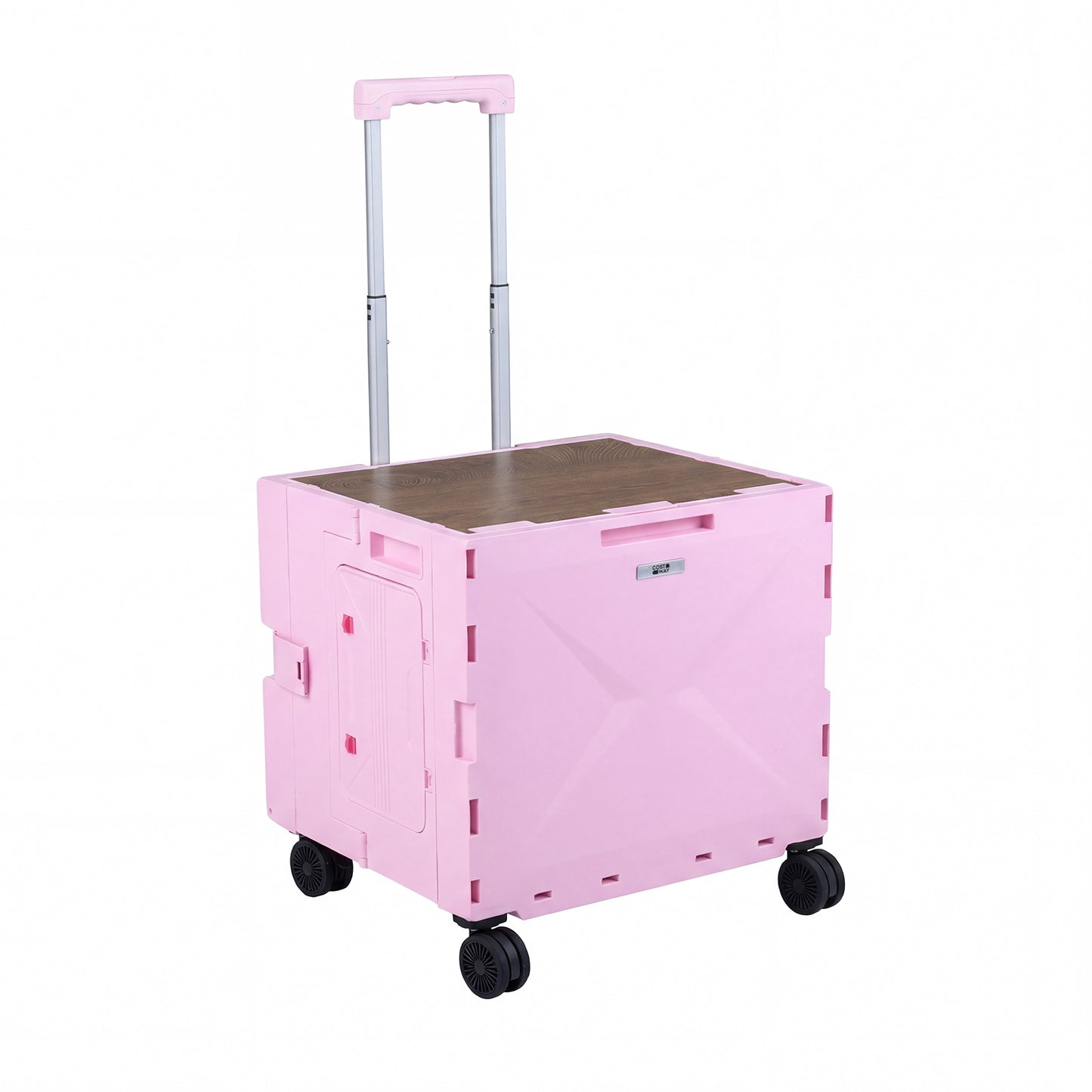 Foldable Utility Cart on 4 Rotate Wheels with Cup Holder-Black