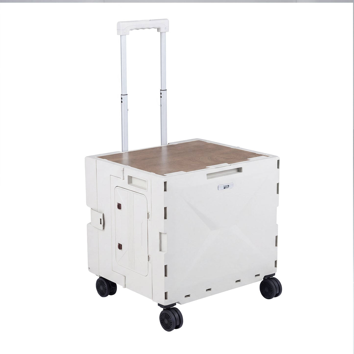 Foldable Utility Cart on 4 Rotate Wheels with Cup Holder-Black