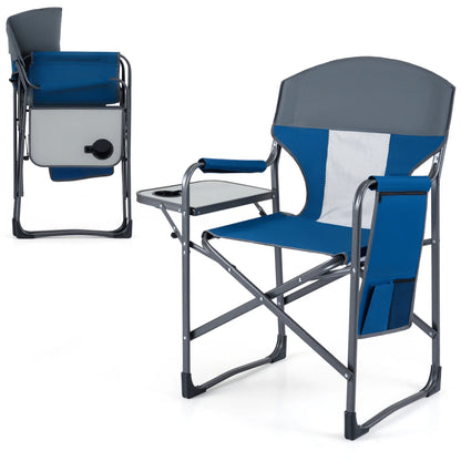 Folding Camping Chair with Cup Holder and Storage Pocket-Black