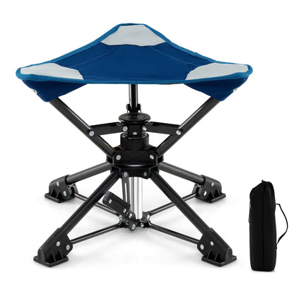 Folding Camping Stool 360° Swivel Hunting Chair with Anti-Sink Feet-Blue