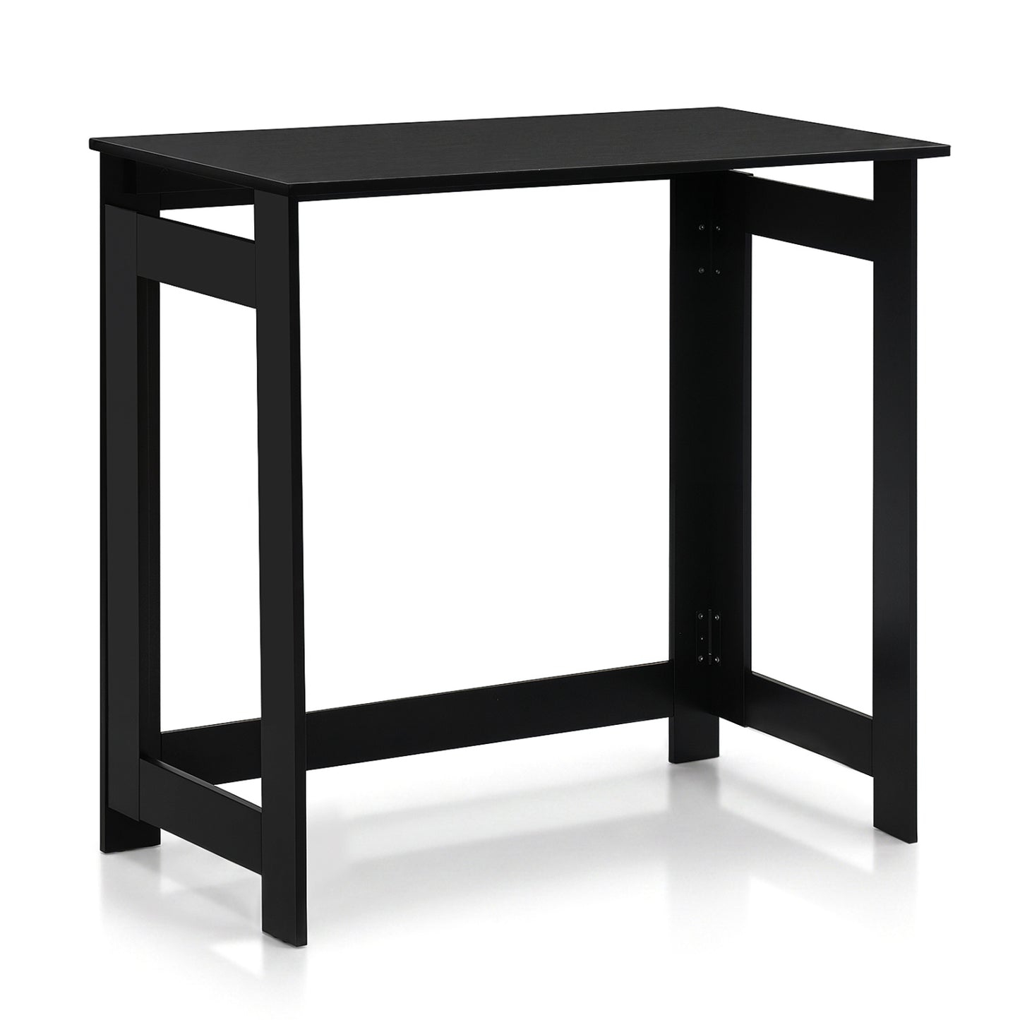 Black folding console table with foldable legs, ideal for entryways, by Wilsons Home Store.