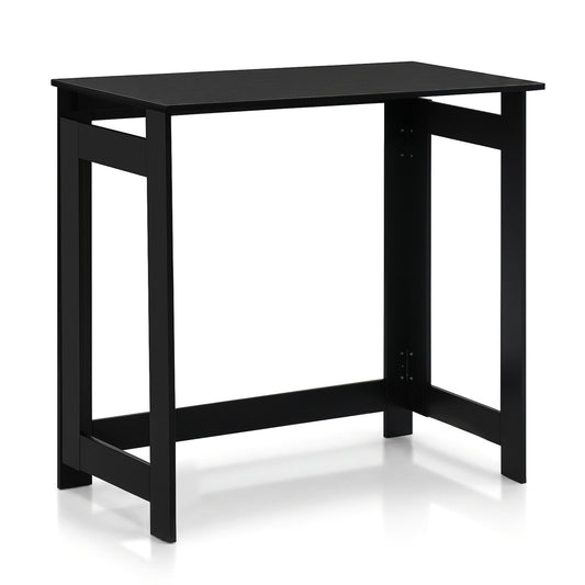 Black folding console table with foldable legs, ideal for entryways, by Wilsons Home Store.