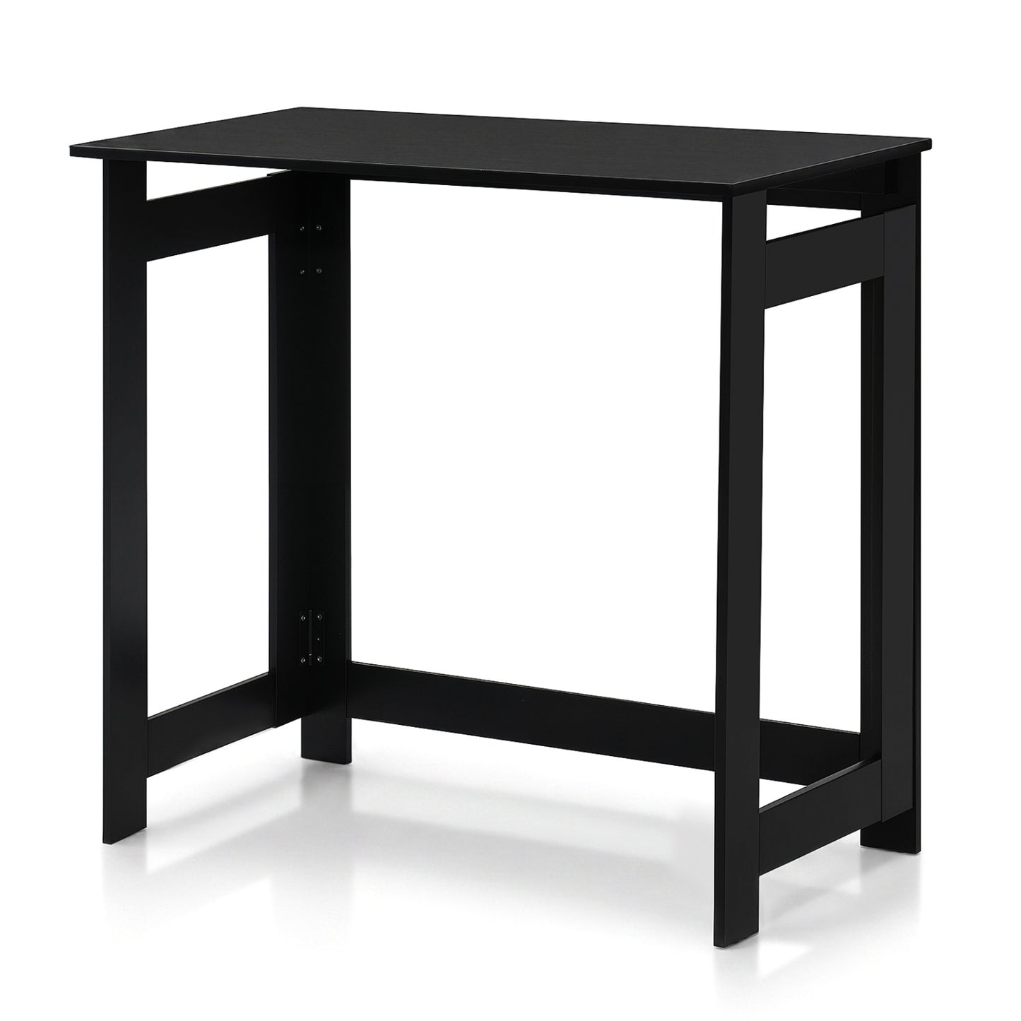 Black folding console table with foldable legs, ideal for entryway or small space furniture from Wilsons Home Store.