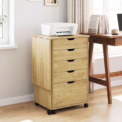 Folding Desk with Storage Drawers and Wheels for Dorms Apartments-Black