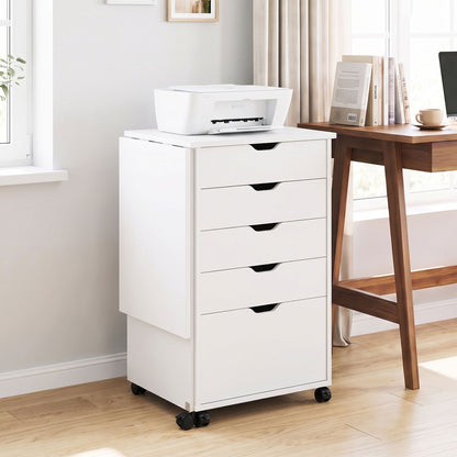 Folding Desk with Storage Drawers and Wheels for Dorms Apartments-Black