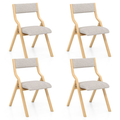 Folding Dining Chair Set of 4 Wooden Upholstered Dining Chairs with Solid Wood Frame