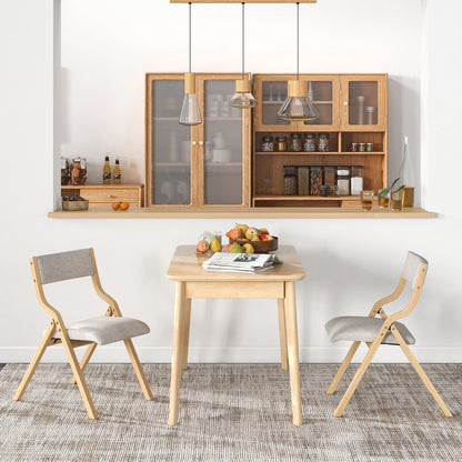 Folding Dining Chair Set of 4 Wooden Upholstered Dining Chairs with Solid Wood Frame