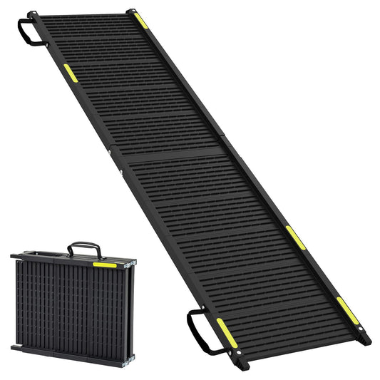 Folding Dog Ramp for Car with Plastic Non-Slip Surface for Large Dogs-Black