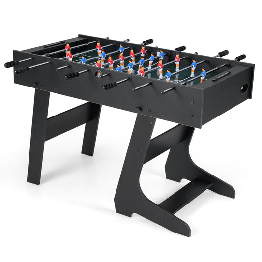 Folding Foosball Table with 22 Players and Slide Scorers Space-Saving Game Table-Black