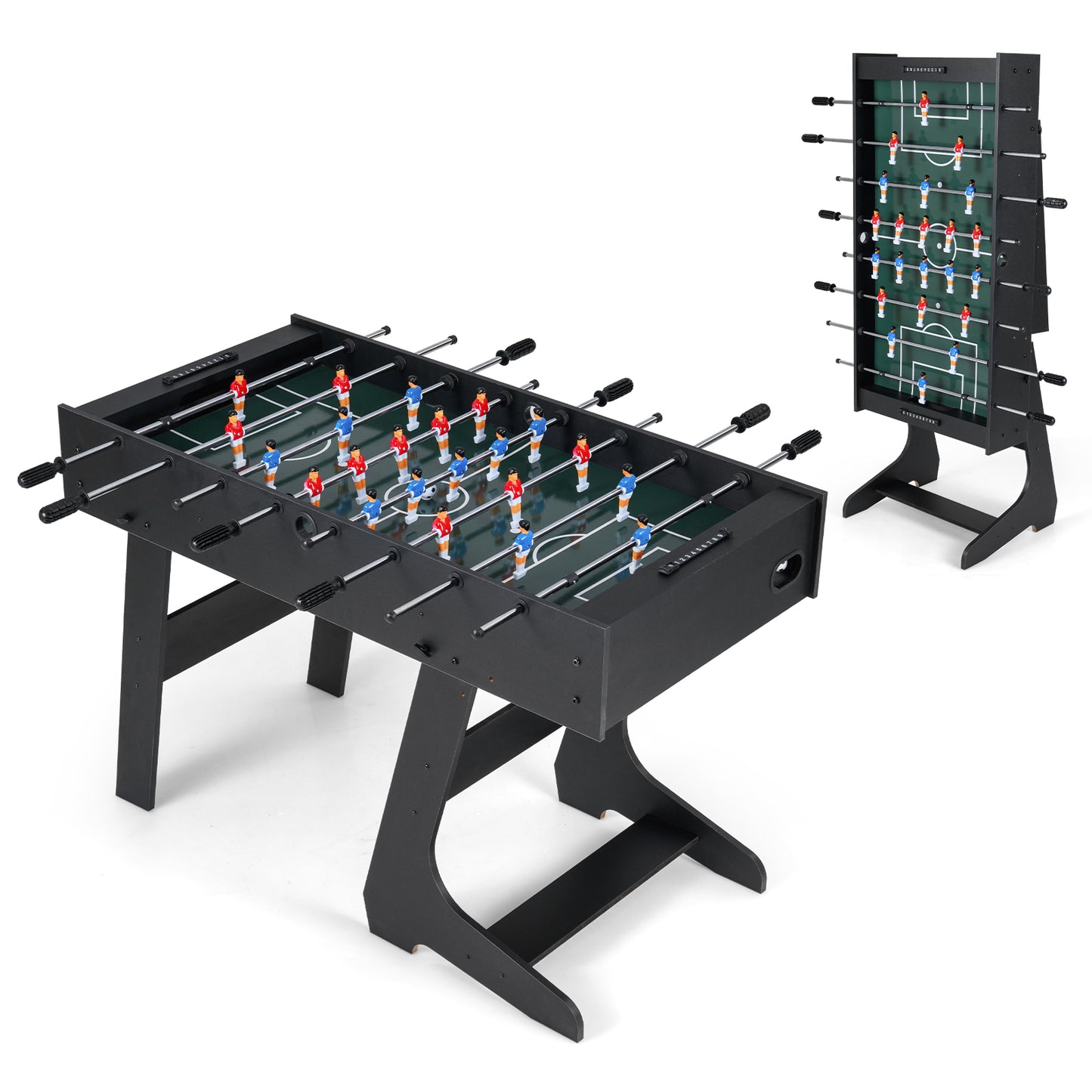 Folding Foosball Table with 22 Players and Slide Scorers Space-Saving Game Table-Black