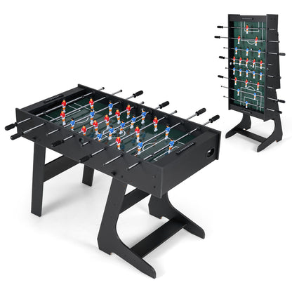 Folding Foosball Table with 22 Players and Slide Scorers Space-Saving Game Table-Black