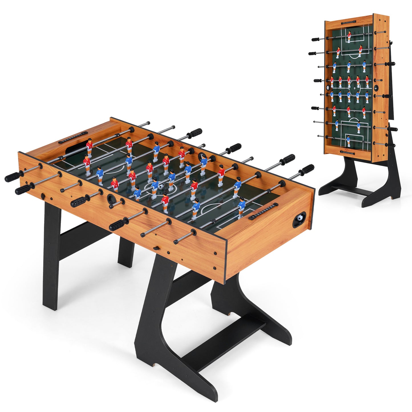Folding Foosball Table with 22 Players and Slide Scorers Space-Saving Game Table-Black