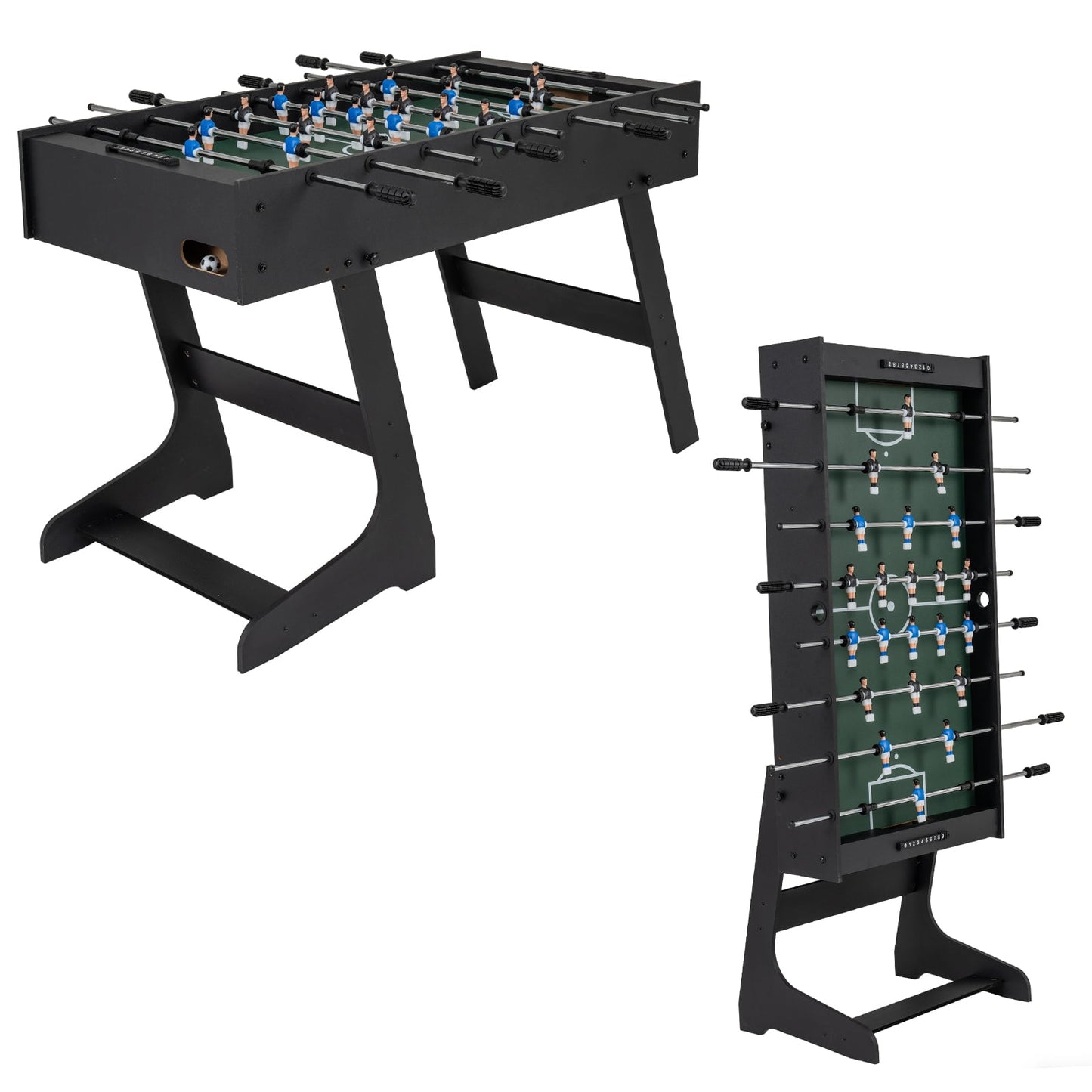 Folding Foosball Table 4ft x 2ft Competition-Sized Soccer Table with 2 Balls and Slide Scorers-Black