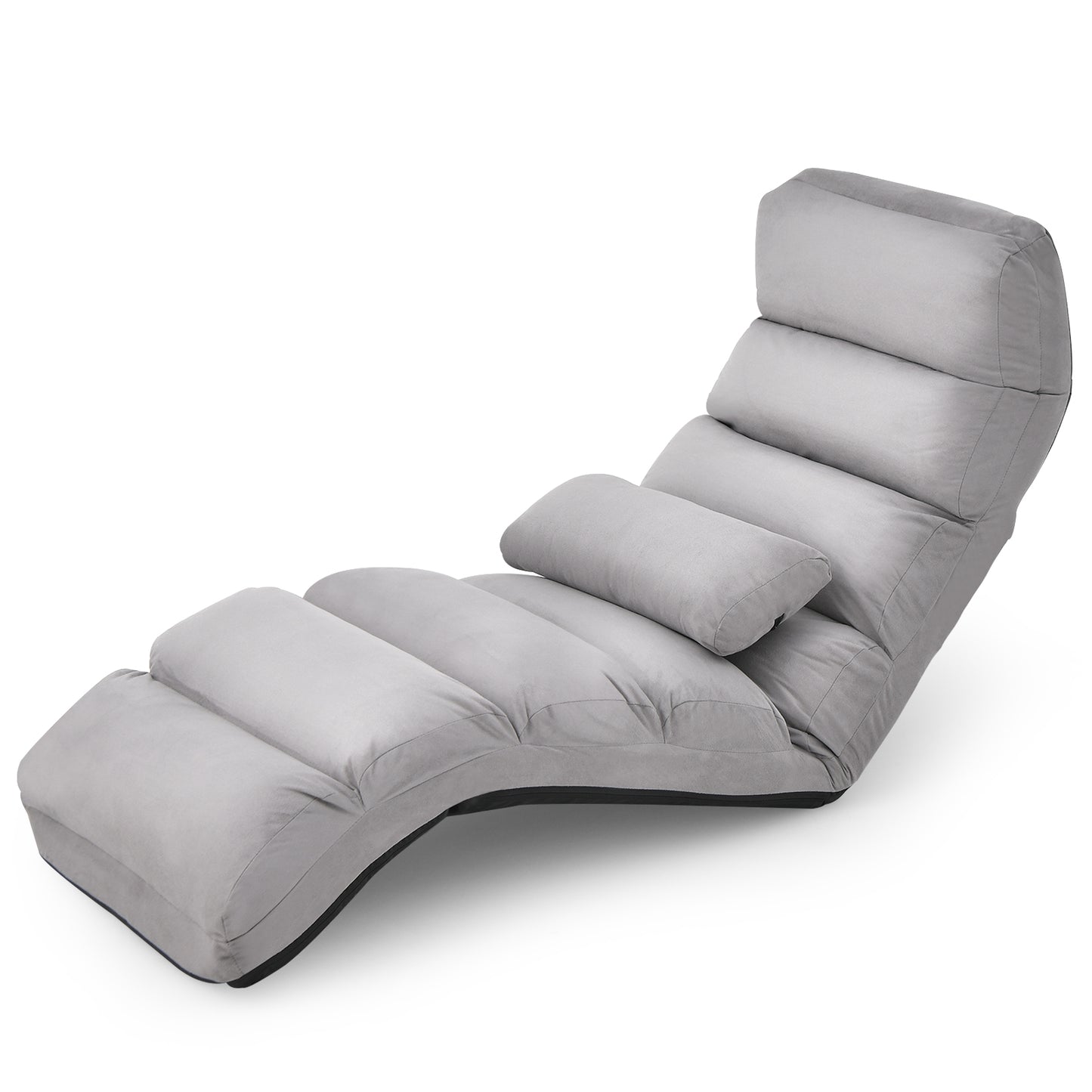 Folding Lazy Sofa Couch with Pillow-Gray
