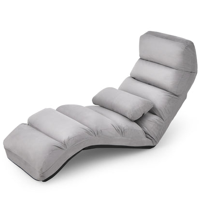 Folding Lazy Sofa Couch with Pillow-Gray
