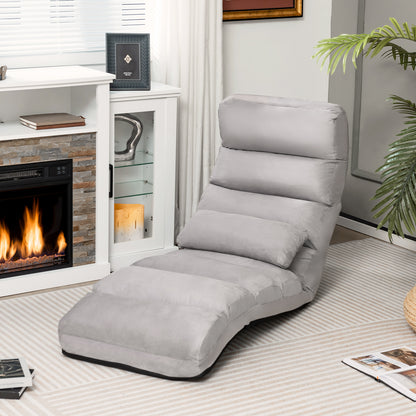 Folding Lazy Sofa Couch with Pillow-Gray