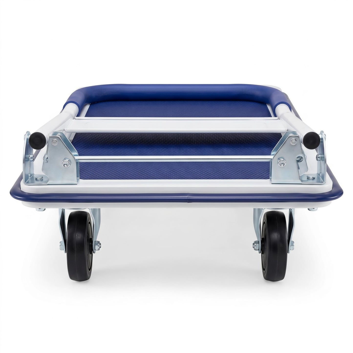 Folding Platform Hand Truck with 4 Wheels & Collapsible Bed for Moving Warehouse-Blue