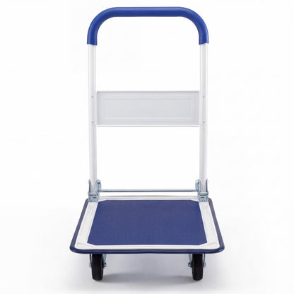 Folding Platform Hand Truck with Collapsible Bed & 4 Wheels for Moving Warehouse-Blue