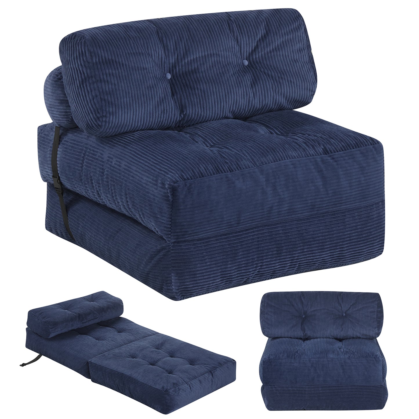 Folding Sofa Bed with Pillow and Back Support for Living Room-Beige