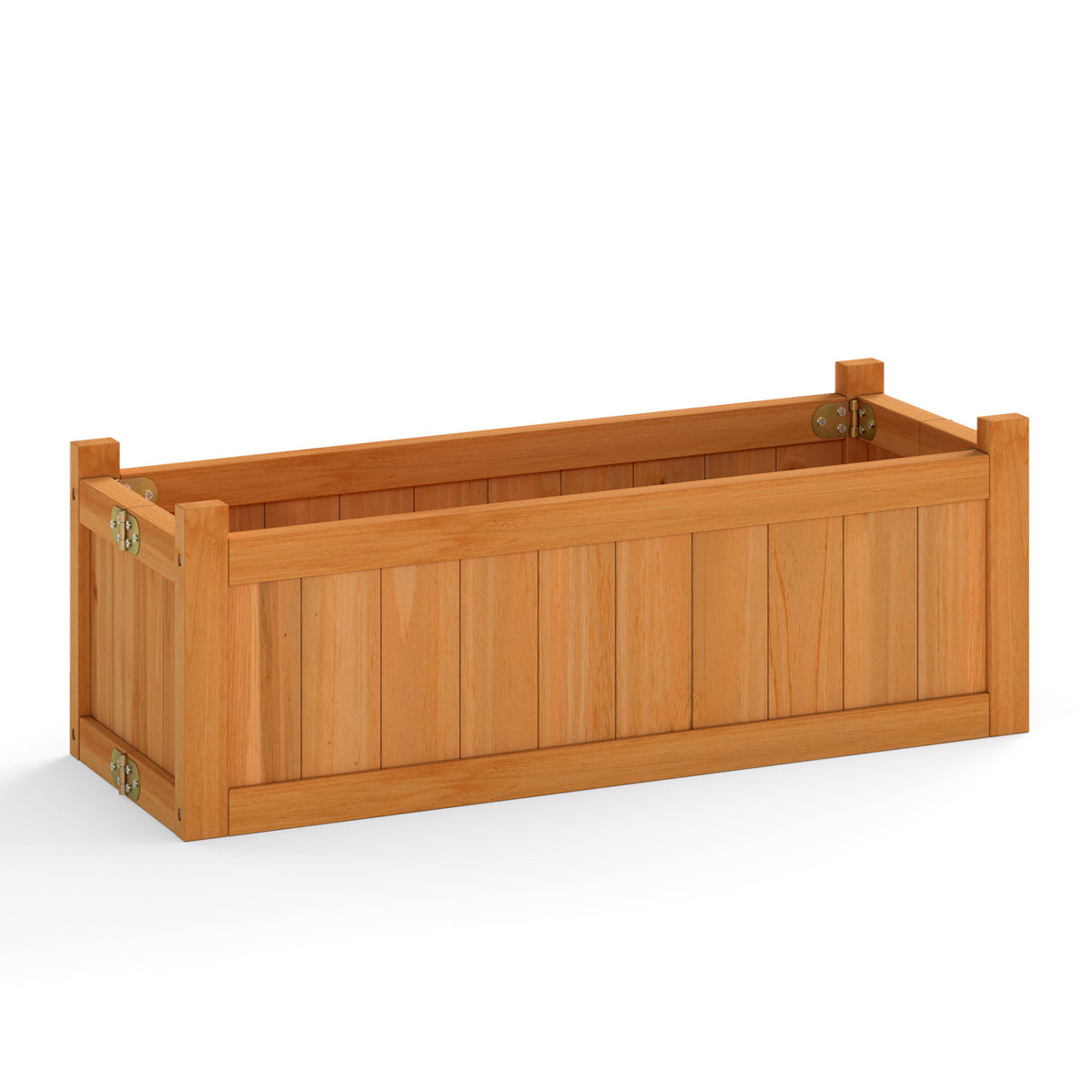 Folding Wooden Raised Garden Bed with Removable Bottom-Orange