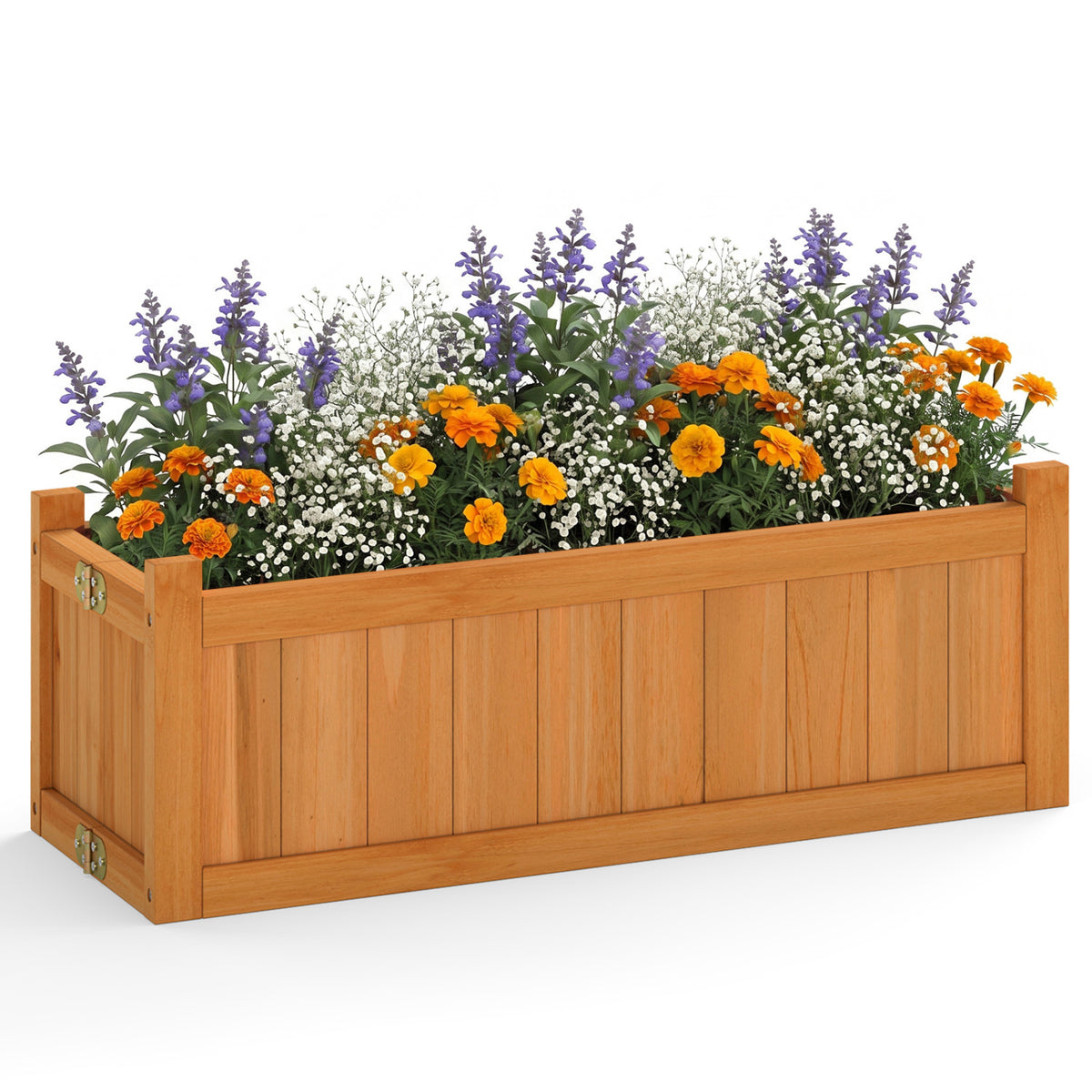 Folding Wooden Raised Garden Bed with Removable Bottom-Orange
