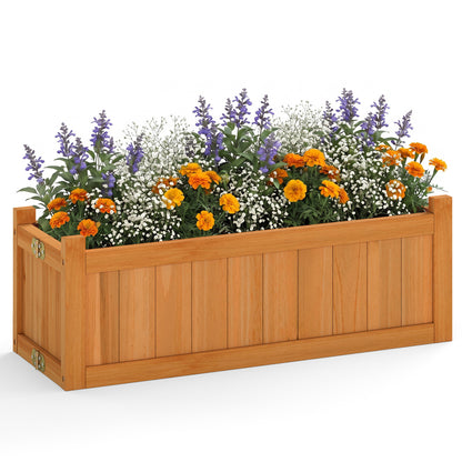 Folding Wooden Raised Garden Bed with Removable Bottom-Orange
