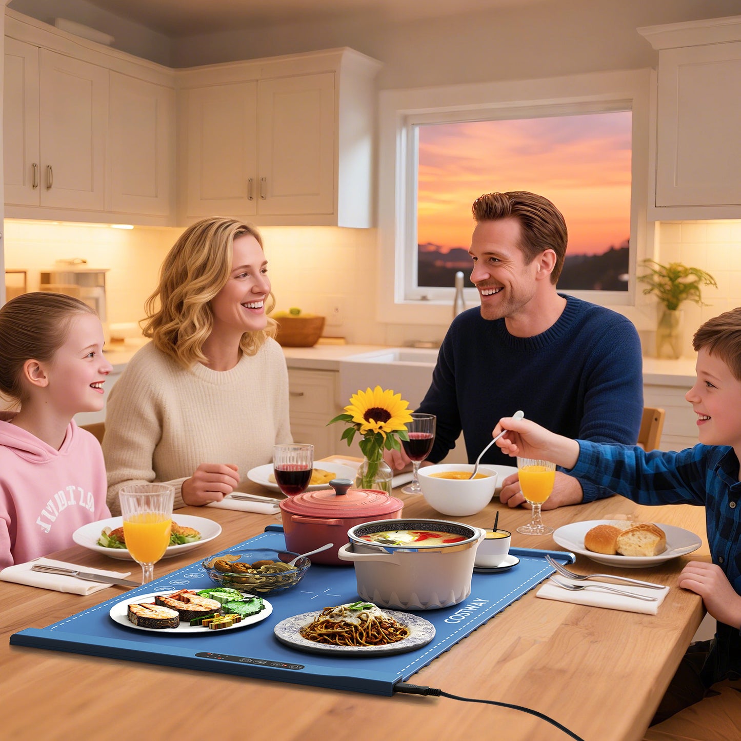 Food Warming Mat Rollable and Portable Electric Warming Tray with Fasting Heating-Beige