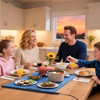 Food Warming Mat Rollable and Portable Electric Warming Tray with Fasting Heating-Beige