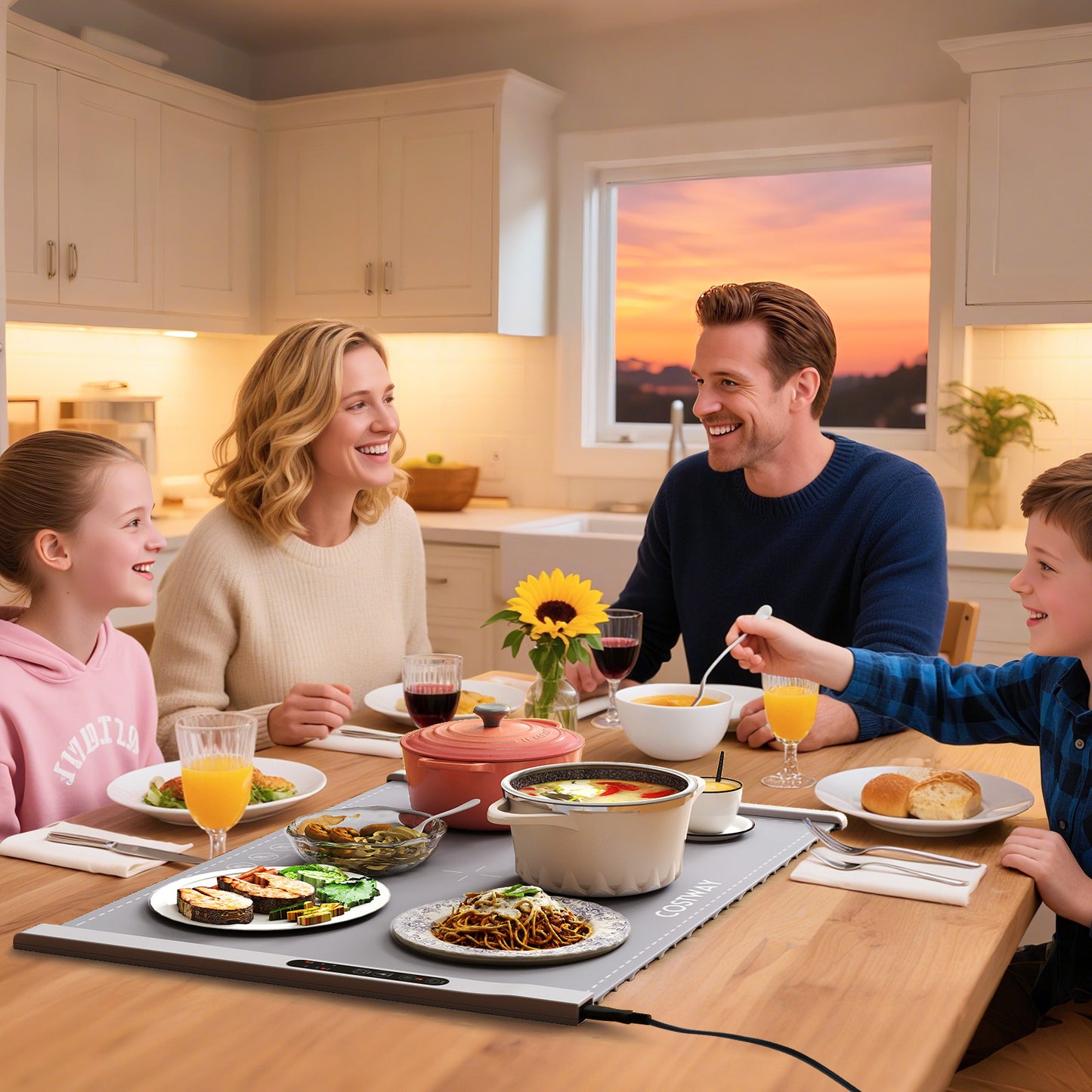 Food Warming Mat Rollable and Portable Electric Warming Tray with Fasting Heating-Beige