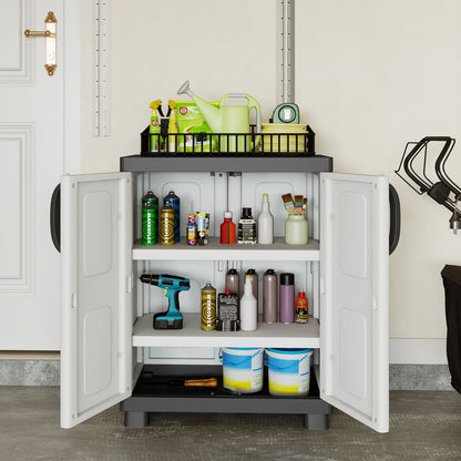Freestanding Buffet Cabinet Sideboard with 2 Doors and Adjustable Shelves for Kitchen and Garage-Beige