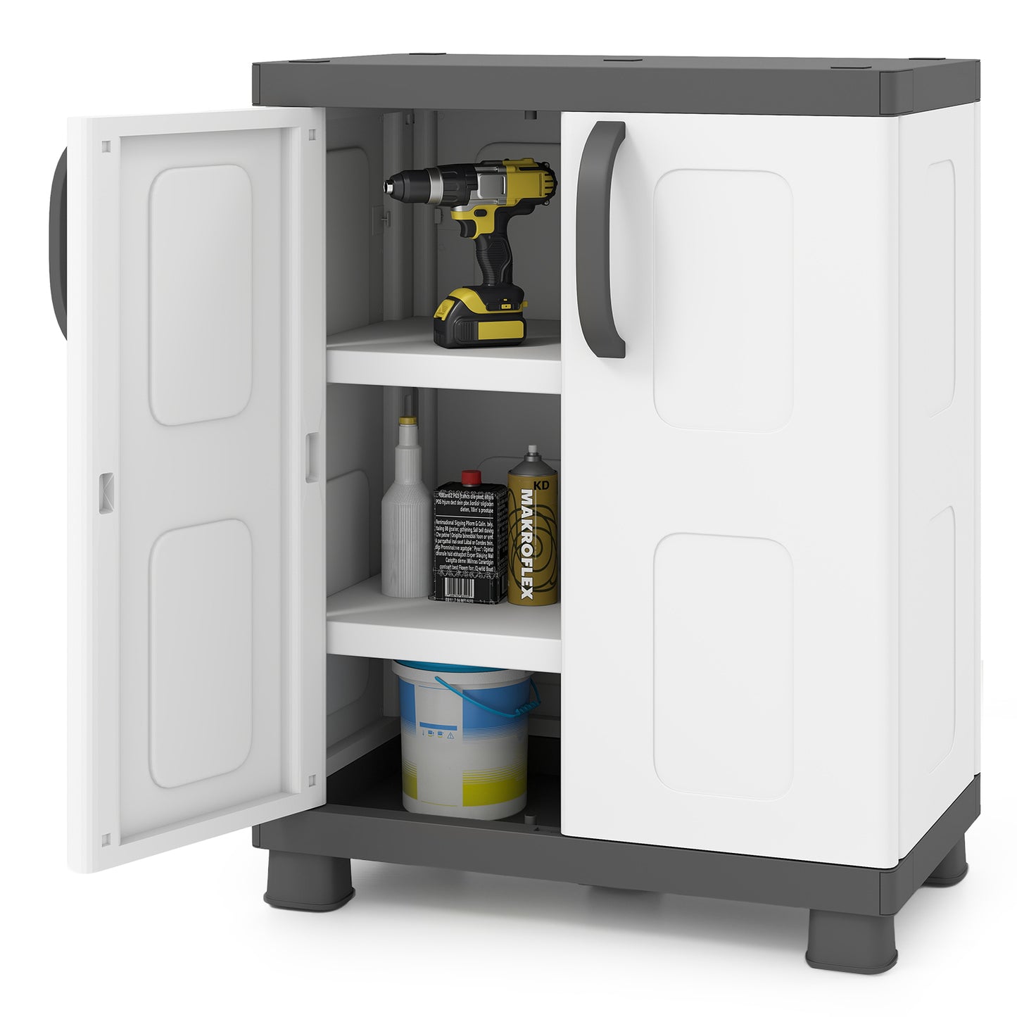 Freestanding Buffet Cabinet Sideboard with 2 Doors and Adjustable Shelves for Kitchen and Garage-Beige
