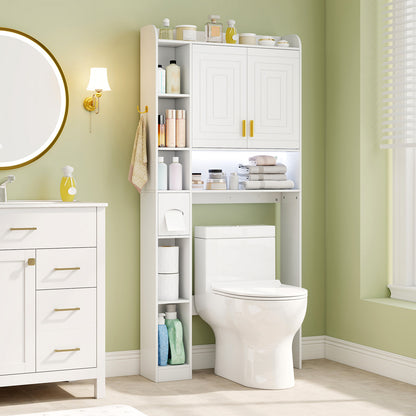 Freestanding Storage Cabinet Above Toilet with 2-Door Cabinet-White