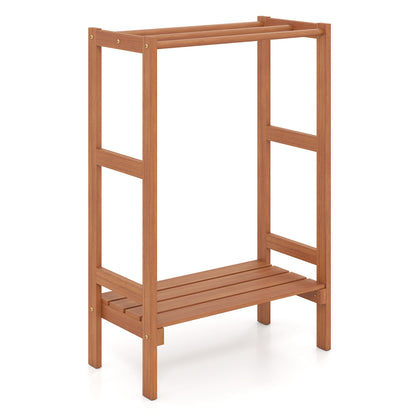 Freestanding Towel Rack with 3 Hanging Bars & Bottom Shelf for Bathroom Laundry