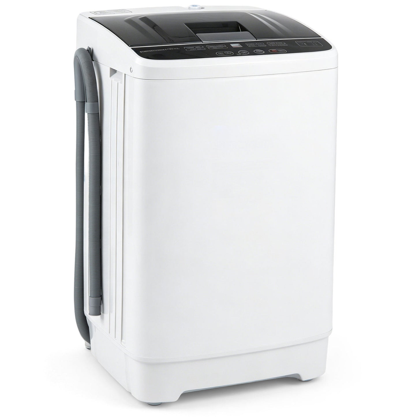 Full Automatic Washing Machine with 8 Preset Programs 6 Water Levels and Built-in Drain Pump-Gray