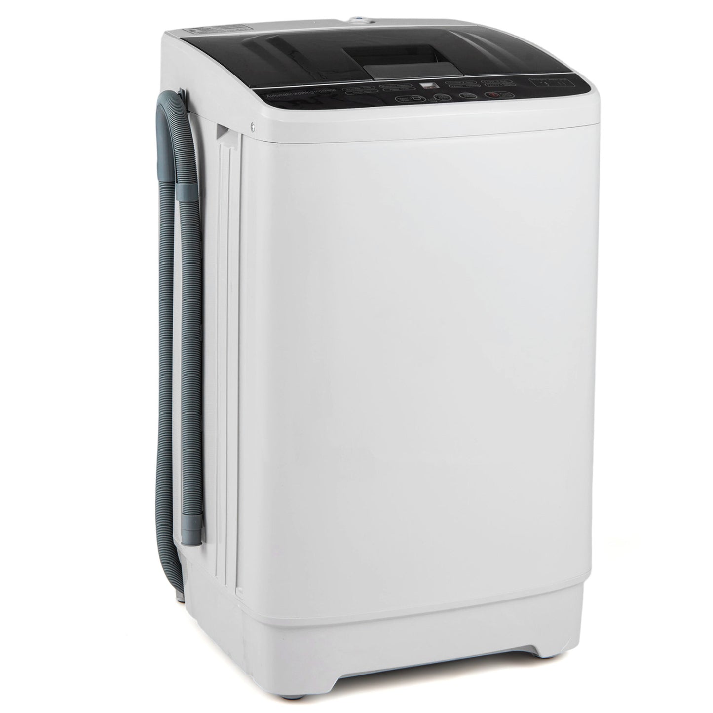Full Automatic Washing Machine with 8 Preset Programs 6 Water Levels and Built-in Drain Pump-Gray