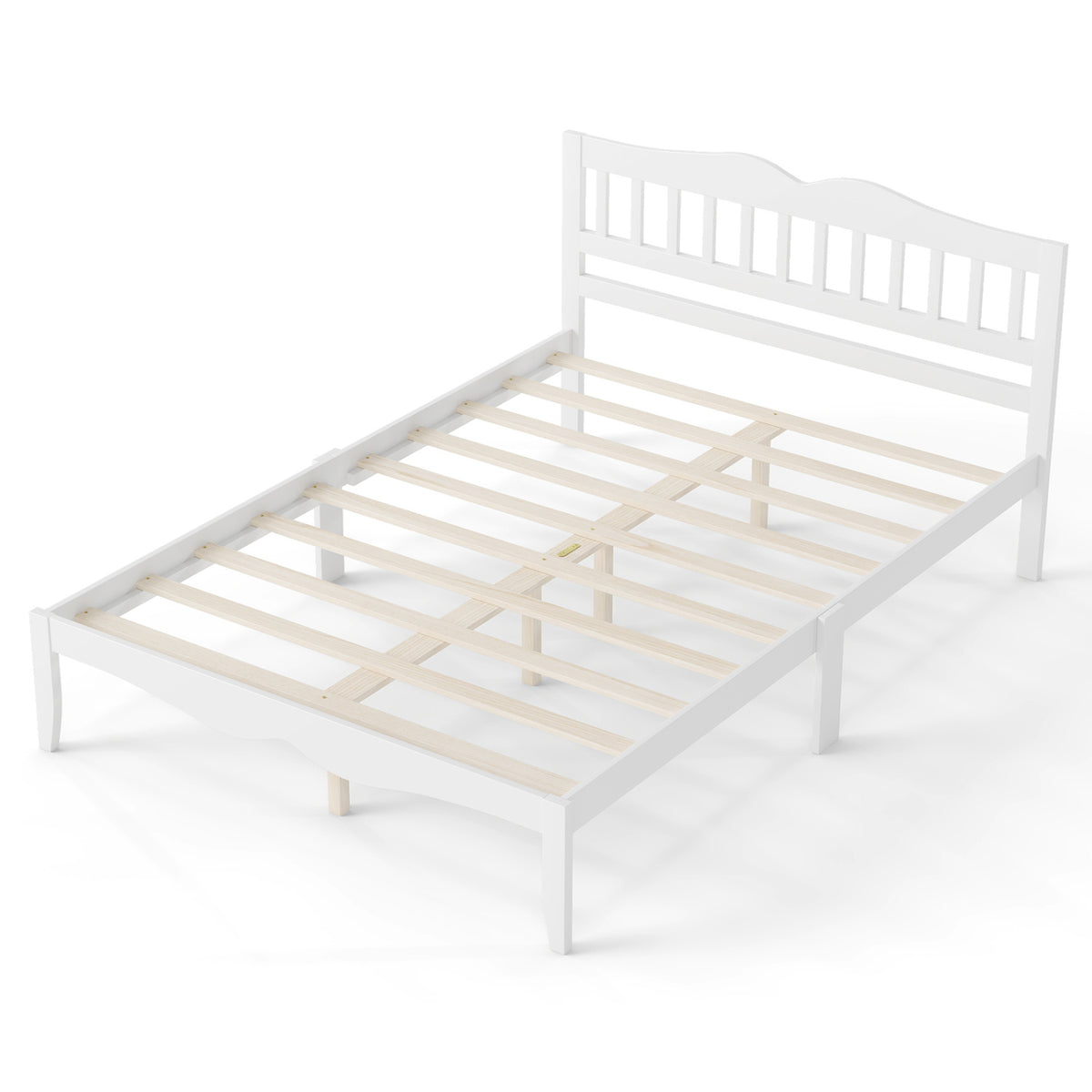 Full/Queen Size Modern Farmhouse Style Bed Frame with Solid Wood Frame-FullSize