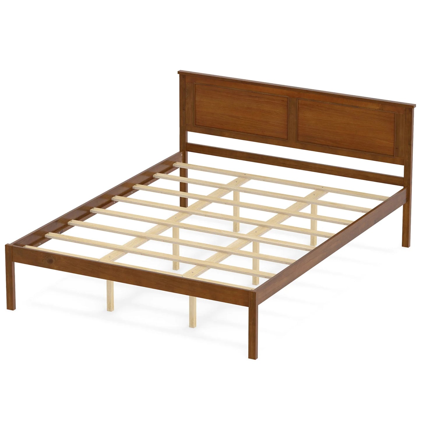 Full/Queen/Twin Size Bed Frame Farmhouse Wooden Platform Bed with Headboard-Full Size